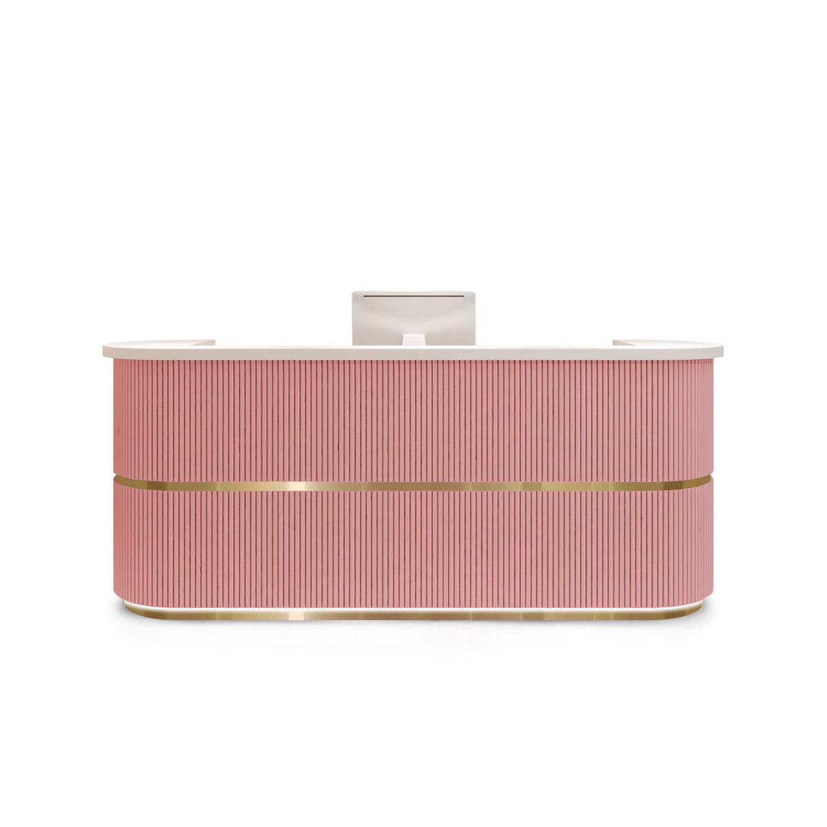 Curved Fully Assembled Reception Desk with LED Lights for Clothing Store RD-139