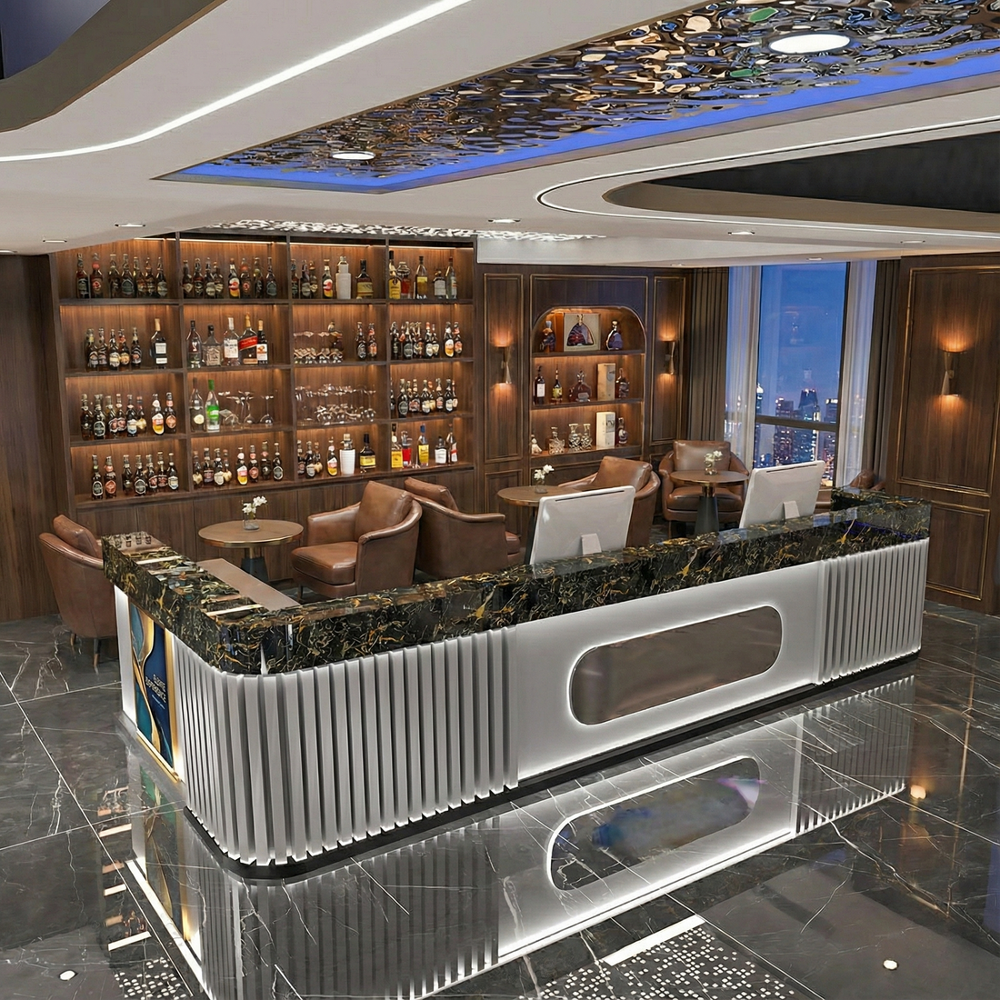 Marble Rock Slab Front Desk Reception Desk Bar Checkout Counter RD-128