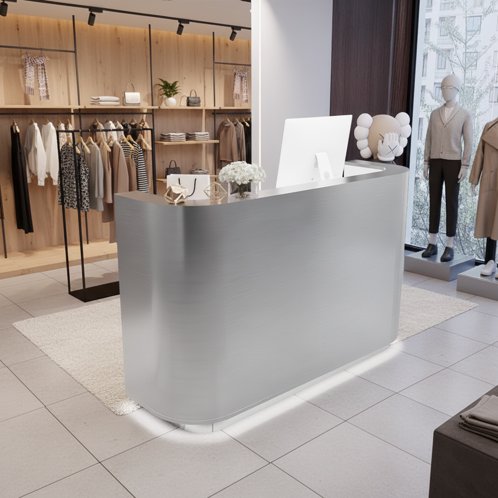 Silver Stainless Steel Small Bar Reception Desk RD-132