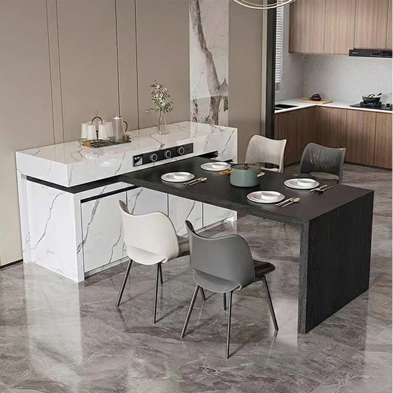 Rotating, Extendable, Flush-Mounted Sintered Stone Top Island Table IT-117