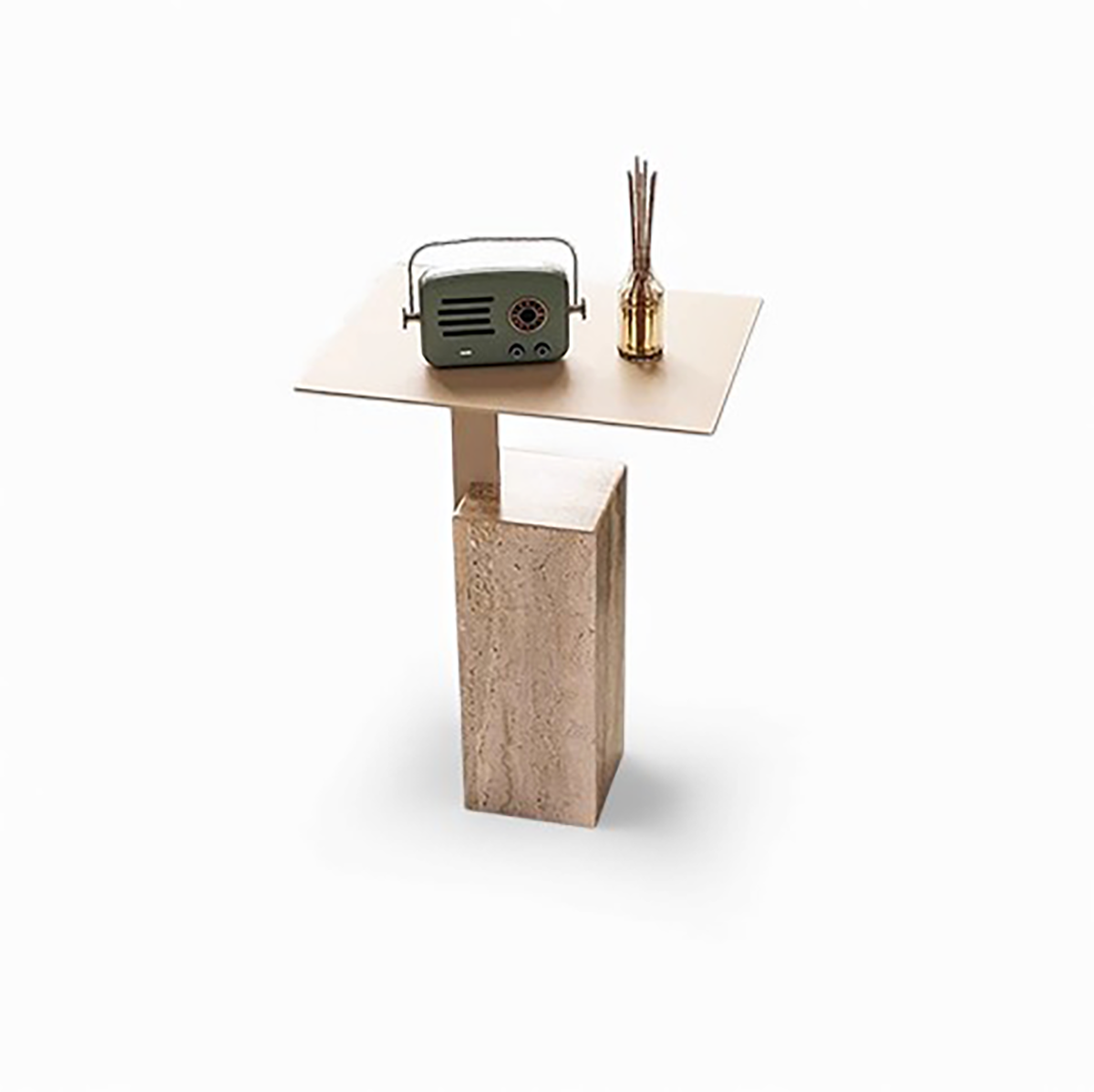Natural Travertine Minimalist Marble Square Side Table ST-101