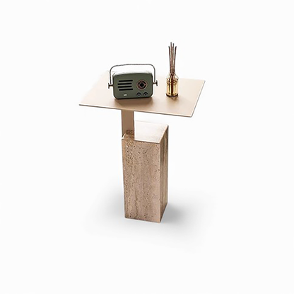Natural Travertine Minimalist Marble Square Side Table ST-101