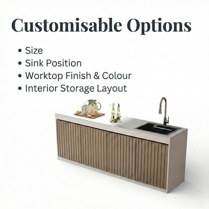 Assembly-free Outdoor Garden Sink Cabinet-All-Aluminum Workbench with Integrated Basin &amp; Storage OKC-110