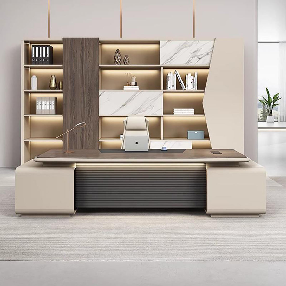 Lacquered Executive Desk in Light Luxury ED-026