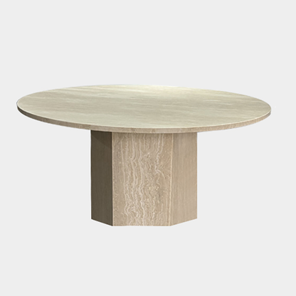 Multi-Scene Round Travertine Coffee Table CT-101