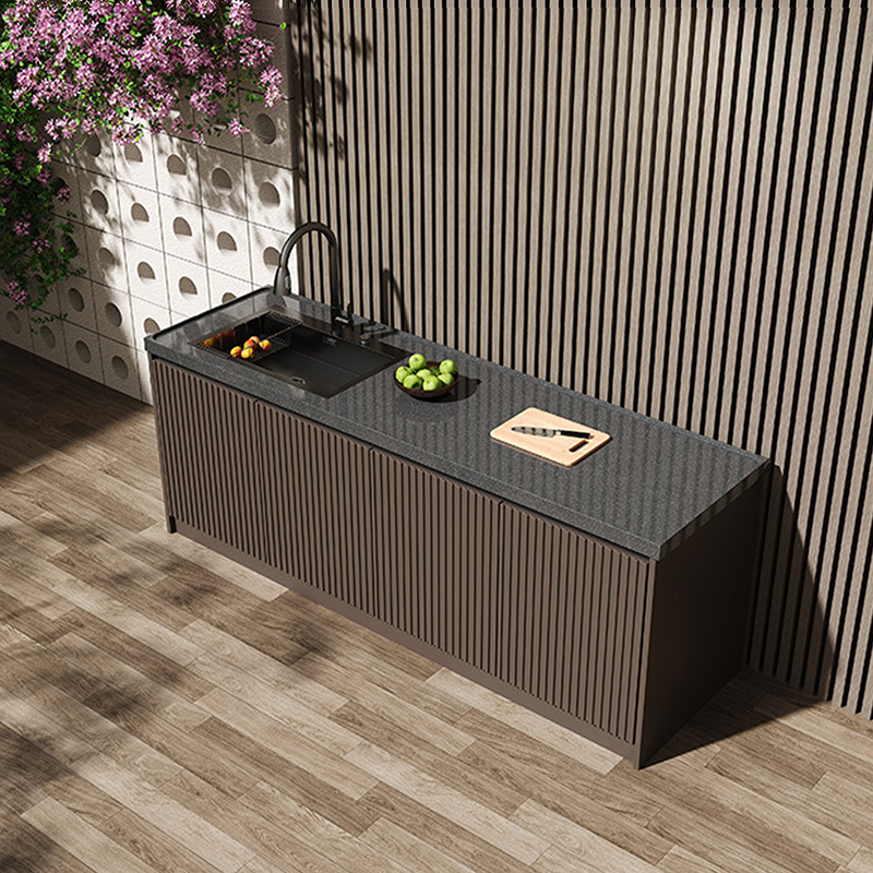 Sintered Marble Outdoor Kitchen Workbench with Sink and Storage Cabinet  OKC-105