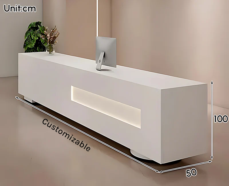 Modern Fully assembled Rectangular Reception Desk with LED RD-136