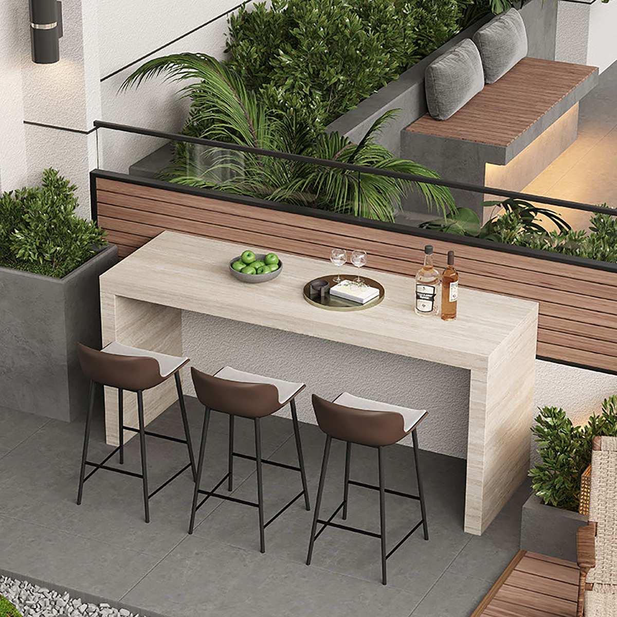 Modern Sintered Stone Outdoor Bar Table – Alfresco Garden &amp; Balcony Workstation BC-111