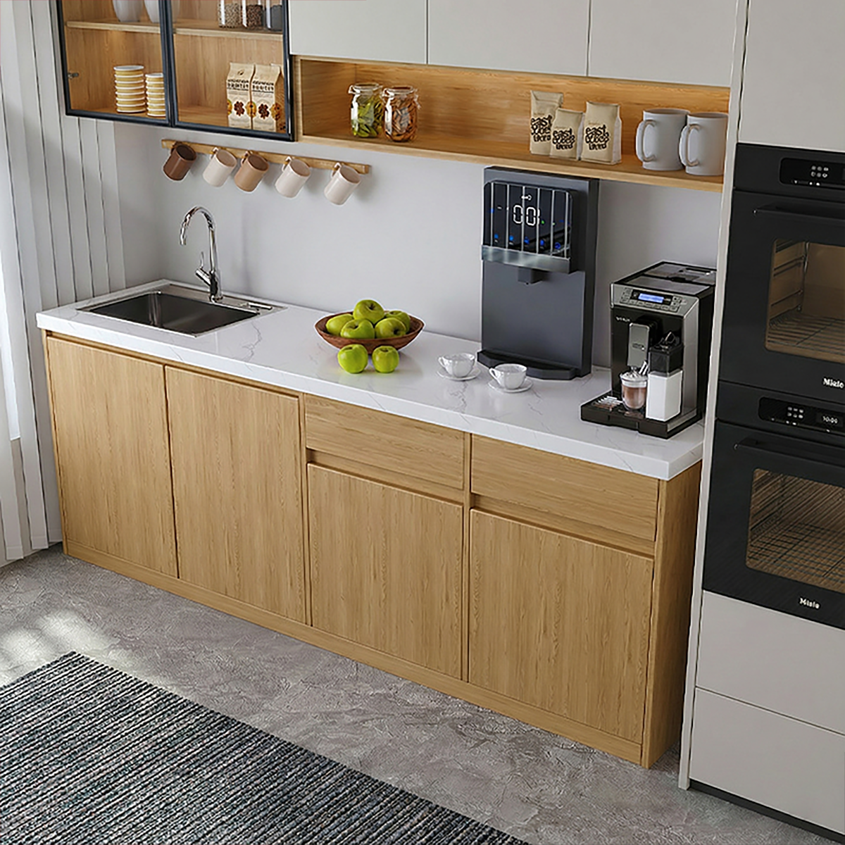 Marble Wet Bar Cabinet with Sink for Office Pantry BC-108