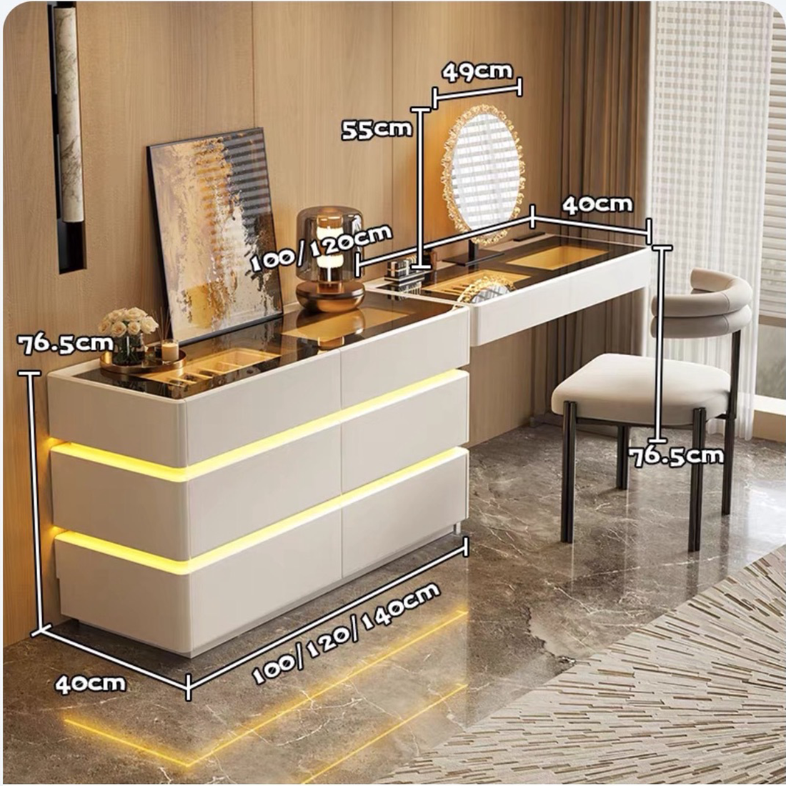 Minimalist Dressing Table &amp; Dresser Set DRT-005