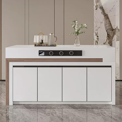 Rotating, Extendable, Flush-Mounted Sintered Stone Top Island Table IT-117