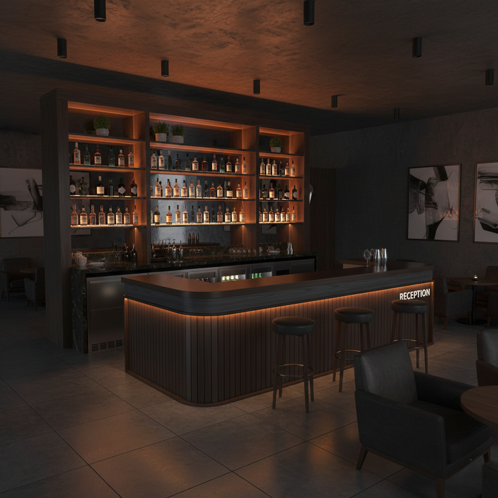 L-Shaped Vintage Industrial Style Bar Coffee Shop Cashier Reception Desk RD-181