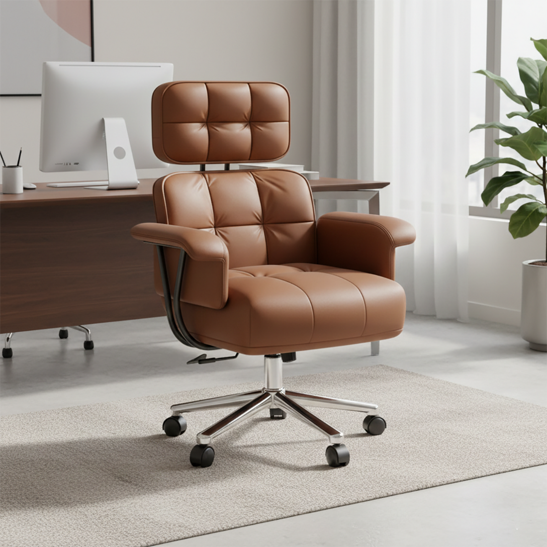 Leather Desk Chair with Comfort Design EC-004