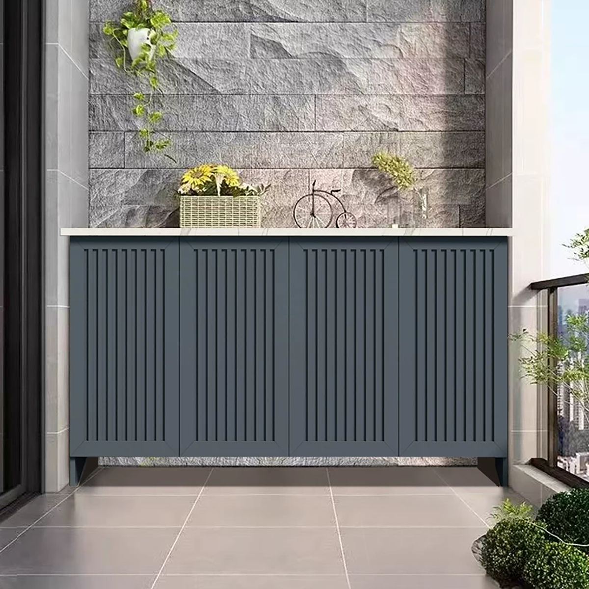 Custom Outdoor Garden Workbench with Stone Top and Storage OKC-111