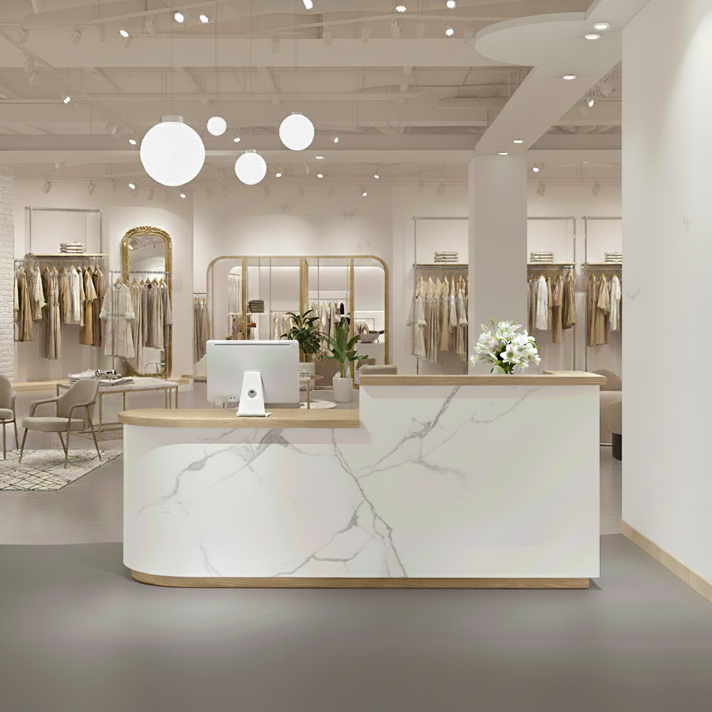 Arc Shape Fashionably Salon Store Institution Reception Desk RD-124