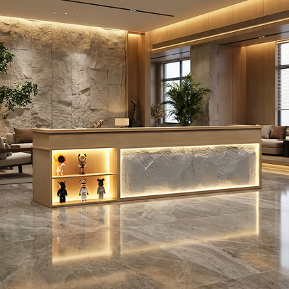 Retro Rectangular Reception Desk with LED Strip Lighting RD-147