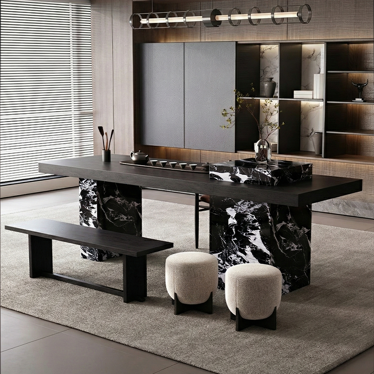 High-End Marble-Patterned Sintered Stone Island Table for Home Use IT-110
