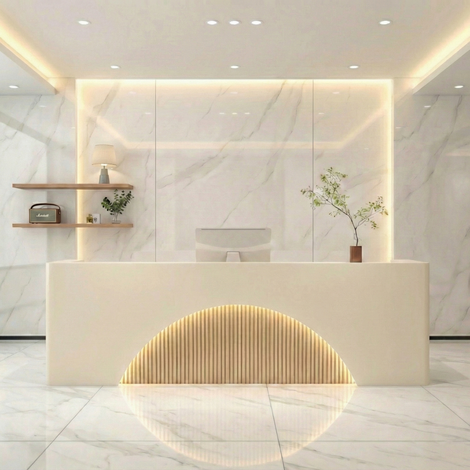 Fully Assembled LED Salon Reception Desk  with Storage RD-121