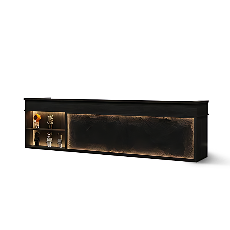 Retro Rectangular Reception Desk with LED Strip Lighting RD-147