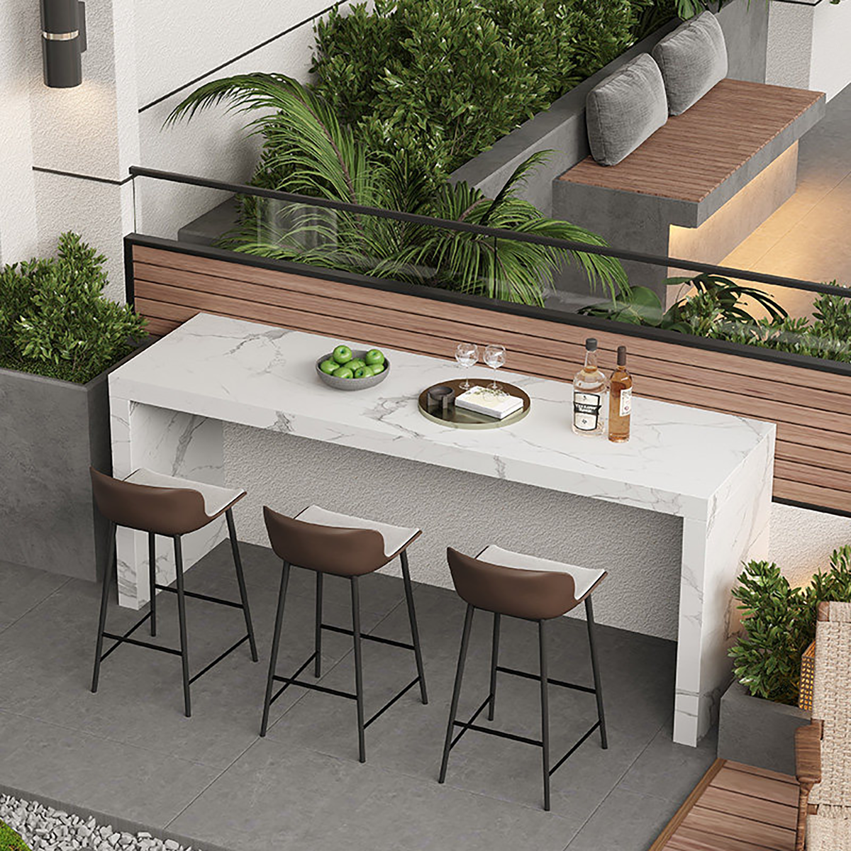 Modern Sintered Stone Outdoor Bar Table – Alfresco Garden &amp; Balcony Workstation BC-111