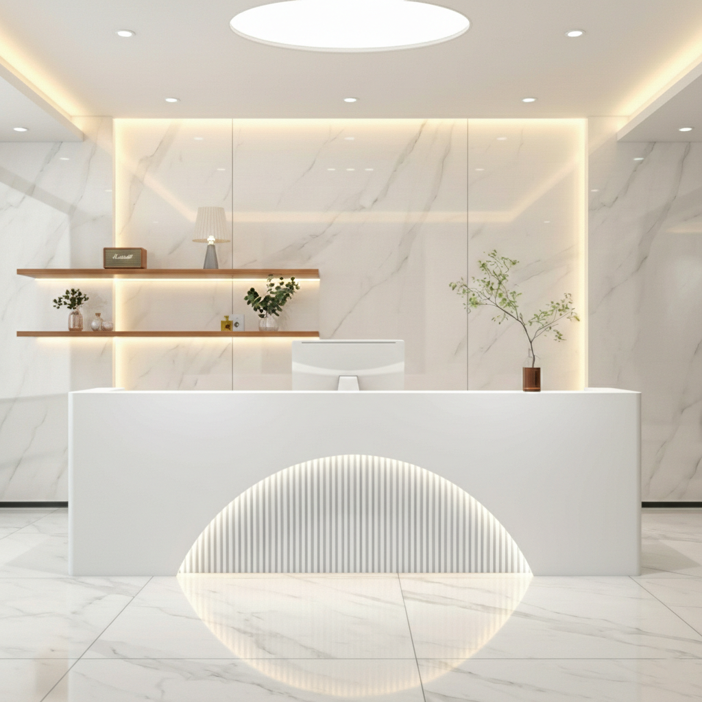 Fully Assembled LED Salon Reception Desk  with Storage RD-121