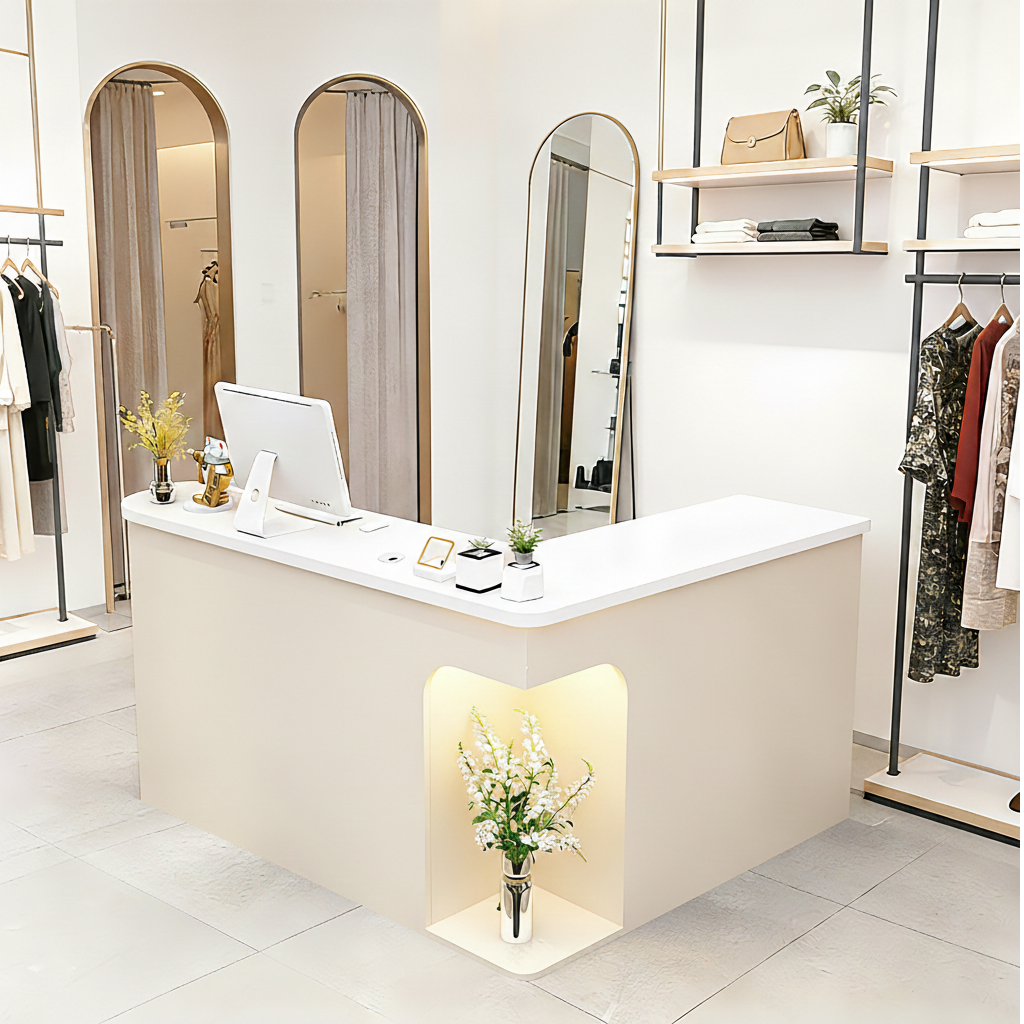 Chic L-Shaped Big Storage Simple Reception Beauty Salon RD-160