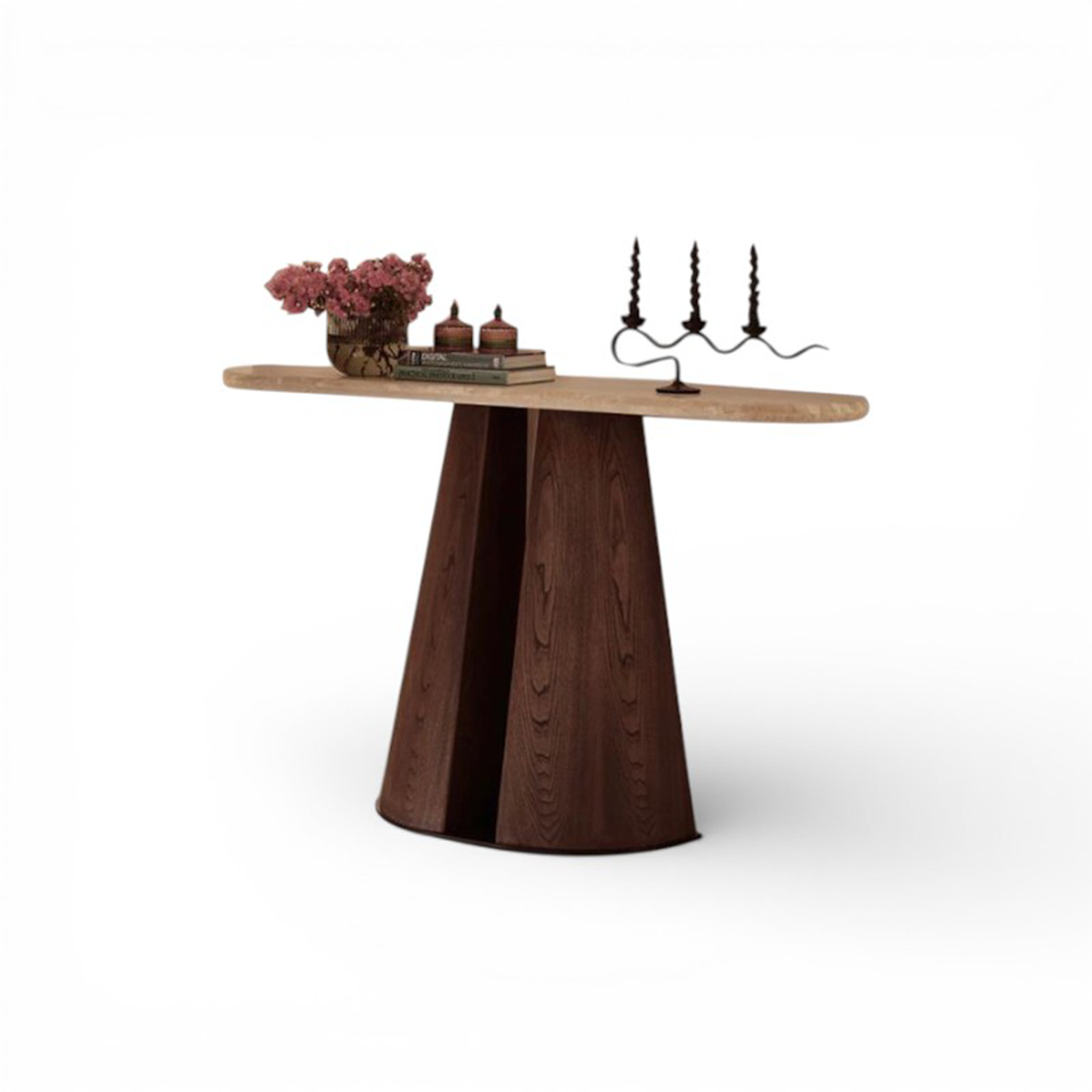 Natural Travertine Slim Console Table - Retro Entryway Long Desk CT-107