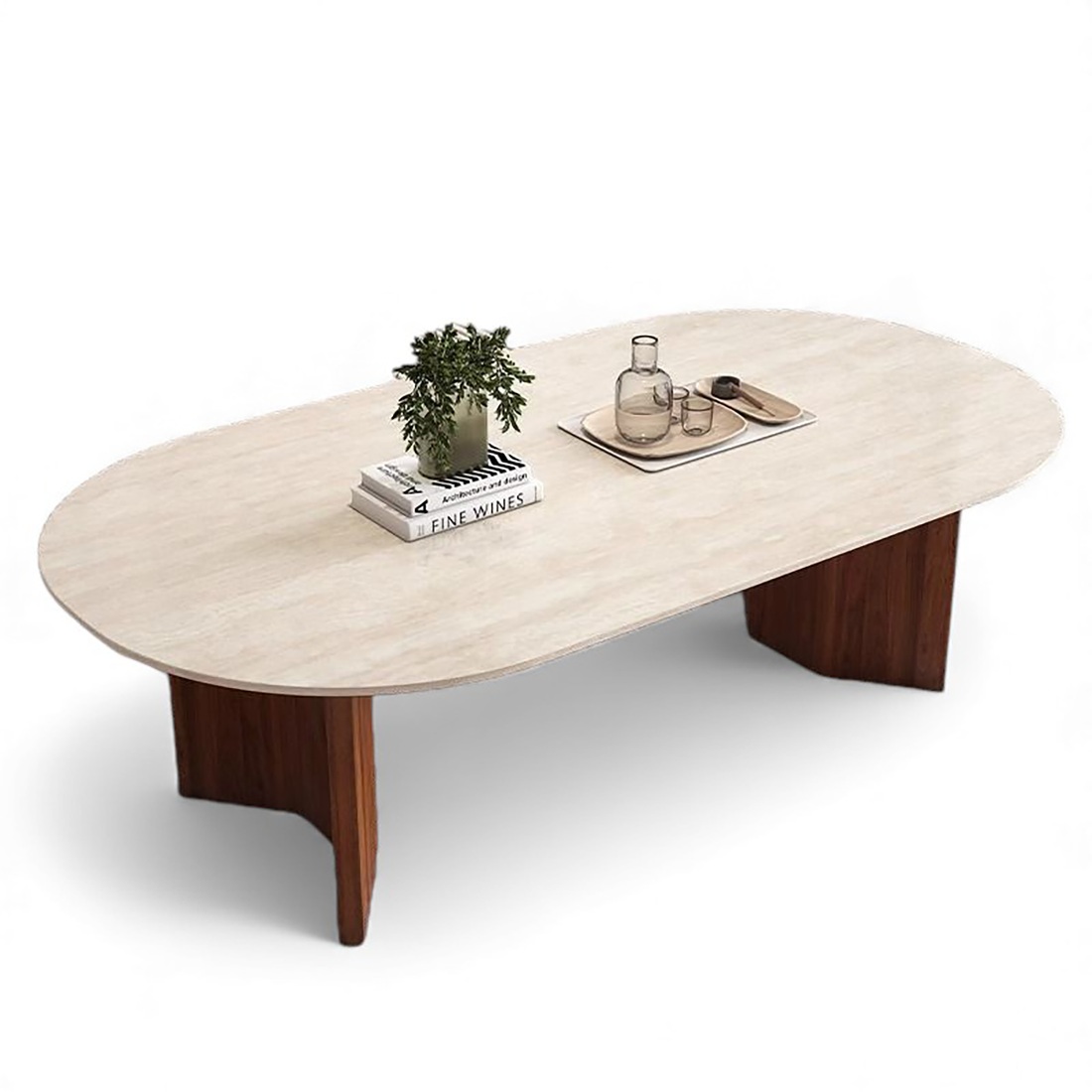Multi-Functional Creative Travertine Oval Table CT-103