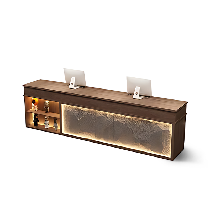 Retro Rectangular Reception Desk with LED Strip Lighting RD-147