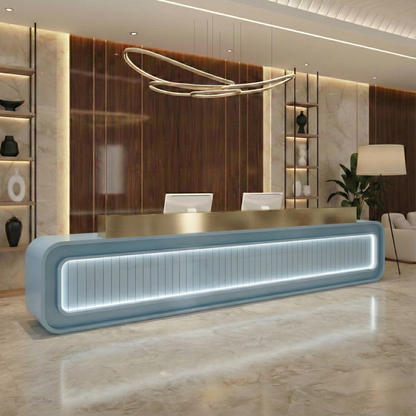 Light Luxury Fully Assembled Multi - person Rectangular Reception Desk with LED Lights RD-175