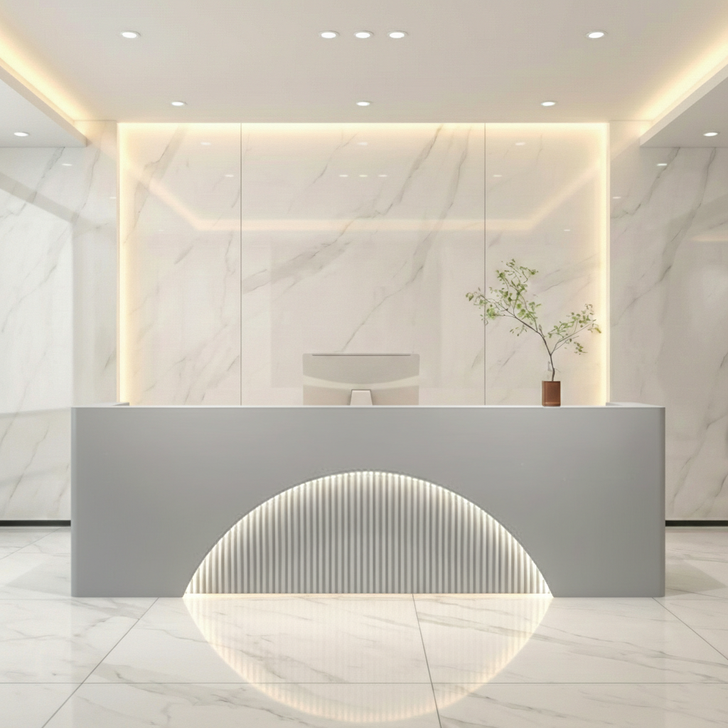 Fully Assembled LED Salon Reception Desk  with Storage RD-121