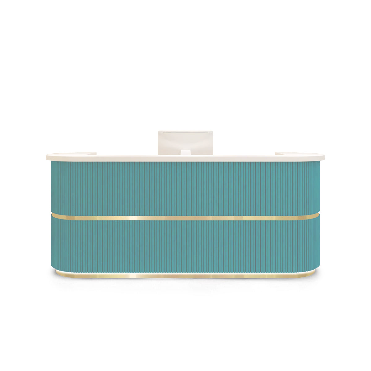 Curved Fully Assembled Reception Desk with LED Lights for Clothing Store RD-139