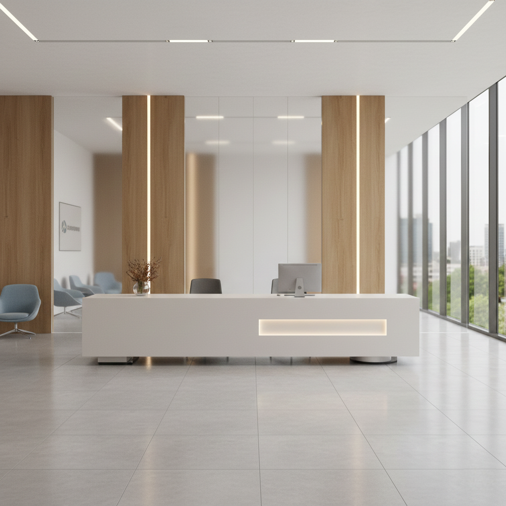 Modern Fully assembled Rectangular Reception Desk with LED RD-136