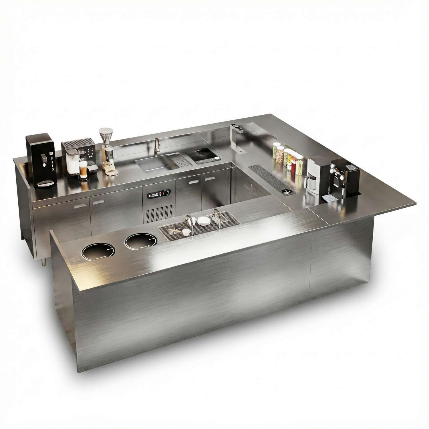 Custom Commercial Stainless Steel Corner Bar and POS Counter BC-101