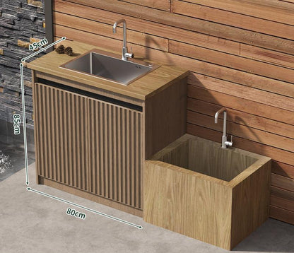 Outdoor All-Aluminum Sink Cabinet Waterproof &amp; Sun-Resistant Storage for Garden, Balcony, and Patio OKC-109