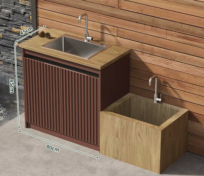 Outdoor All-Aluminum Sink Cabinet Waterproof &amp; Sun-Resistant Storage for Garden, Balcony, and Patio OKC-109
