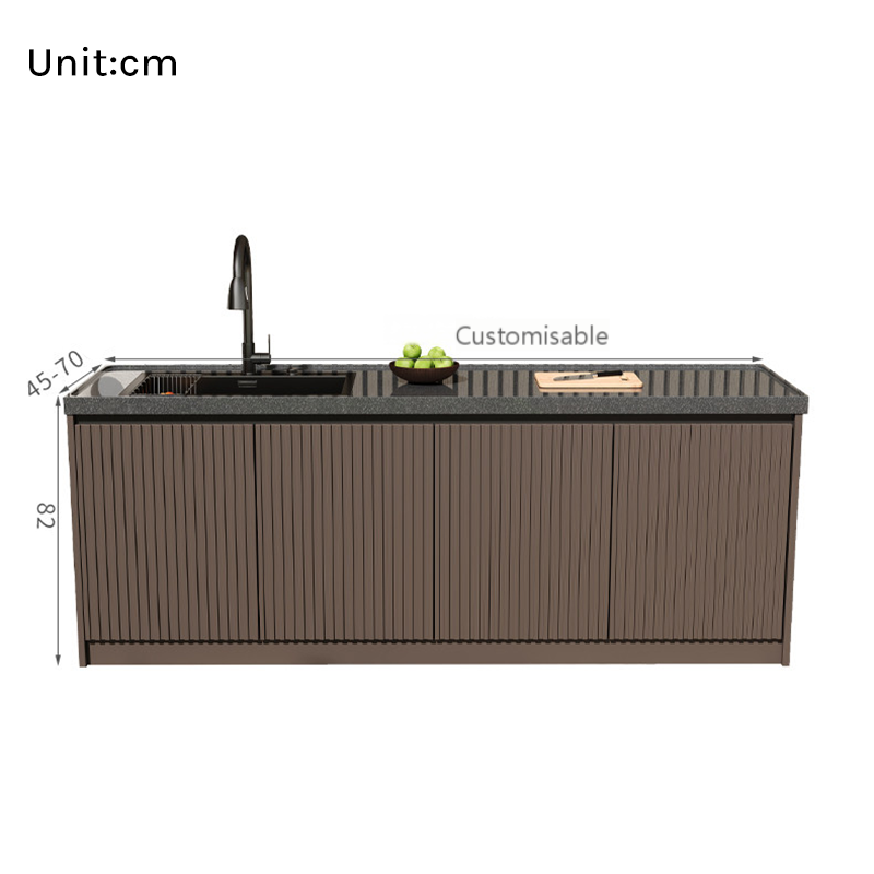 Sintered Marble Outdoor Kitchen Workbench with Sink and Storage Cabinet  OKC-105