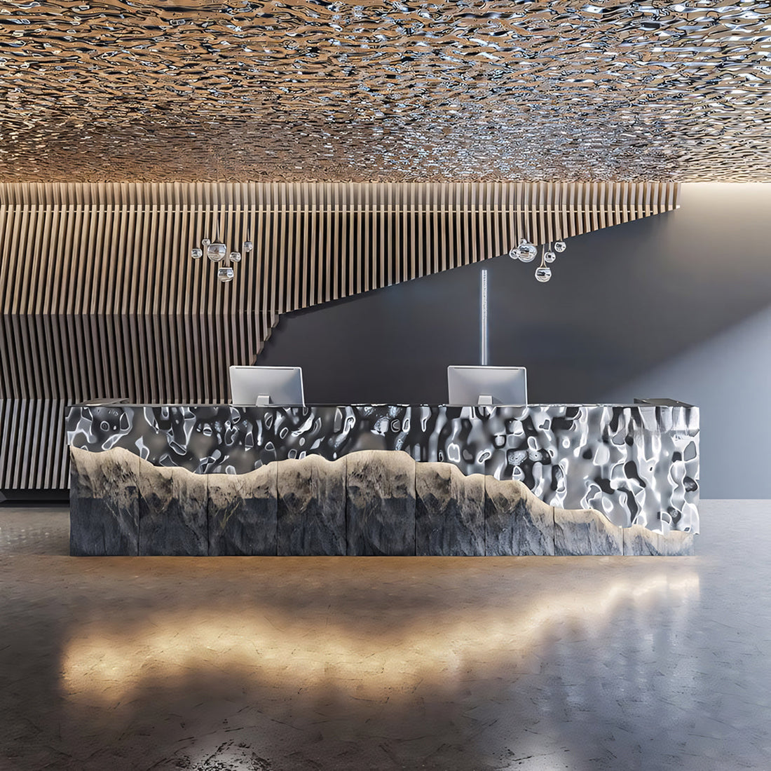 Creative Industrial Style Stainless Steel Cashier Bar Reception Desk RD-178