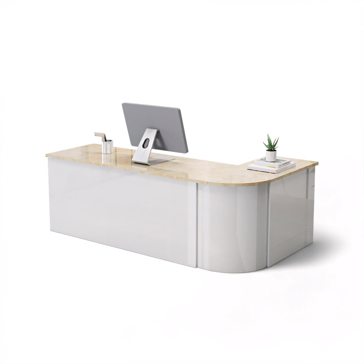 Lacquered Sleek Company With Corner Reception Desk Counter RD-199