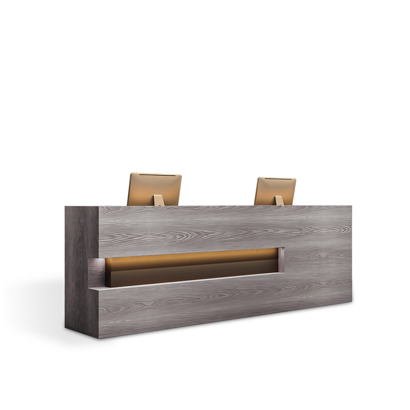 Vintage Fully Assembled Reception Desk with Wood Grain RD-190