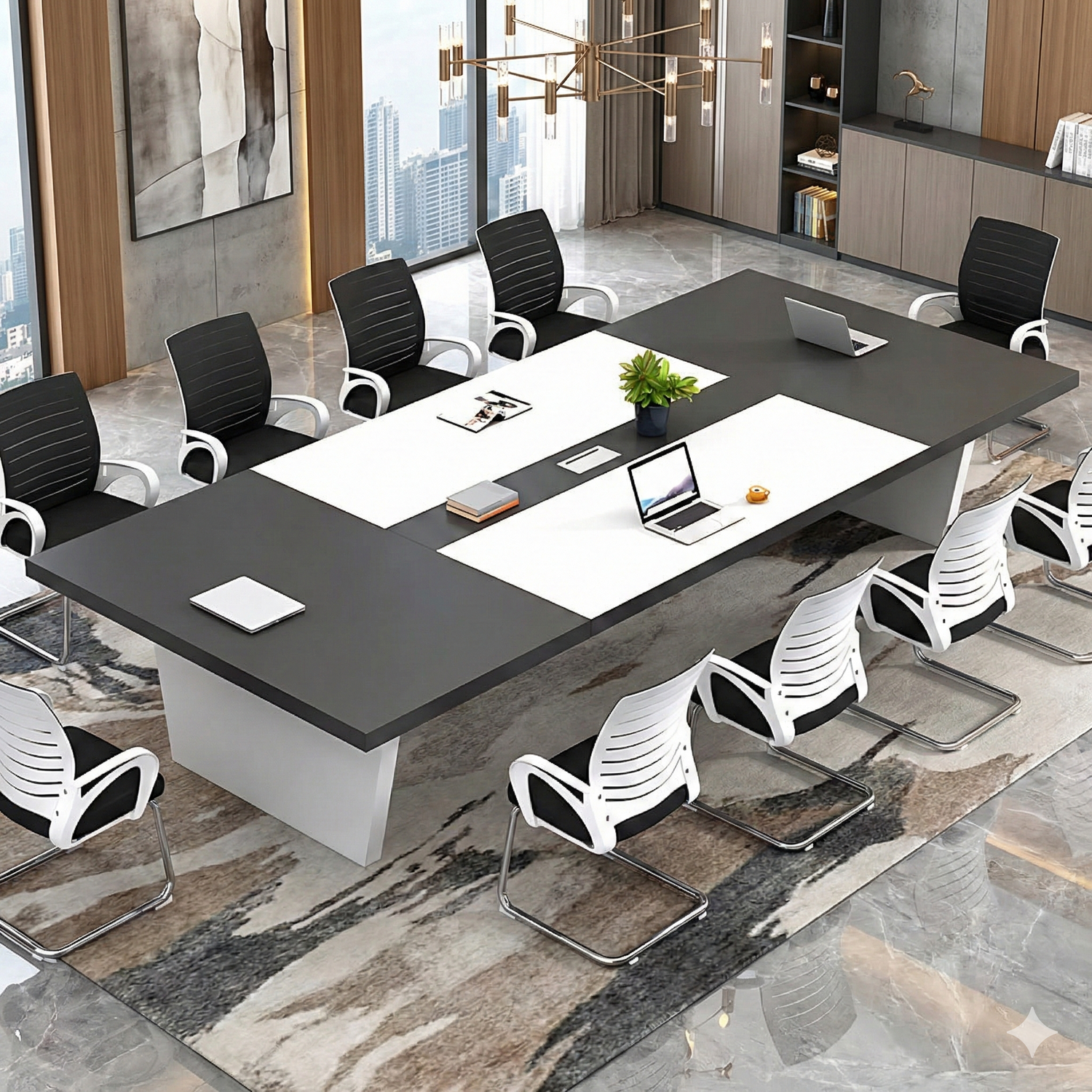 Simple Rectangular Conference Table And Chair Combination MT-007