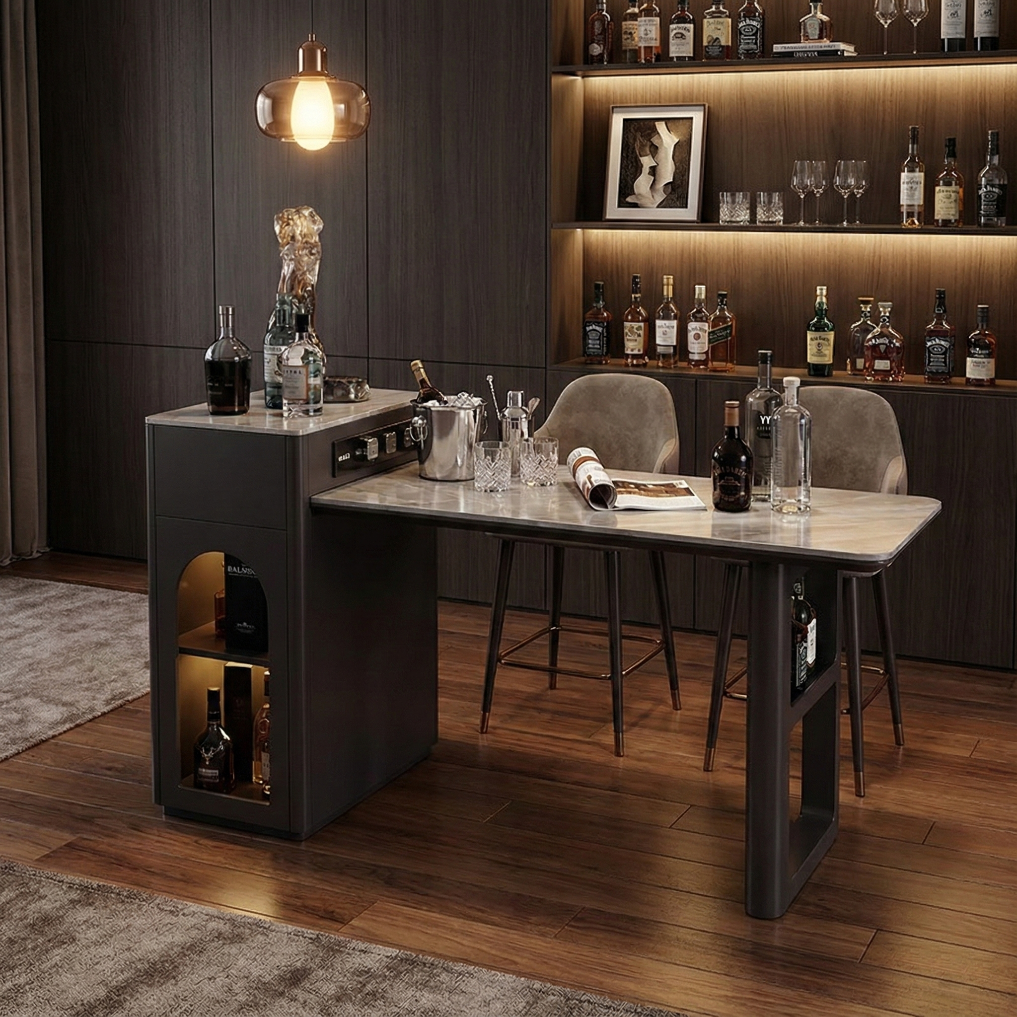 French-Style Extendable Stone Island Dining Table IT-106