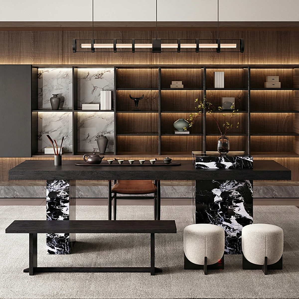 High-End Marble-Patterned Sintered Stone Island Table for Home Use IT-110