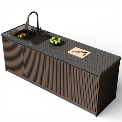 Sintered Marble Outdoor Kitchen Workbench with Sink and Storage Cabinet  OKC-105