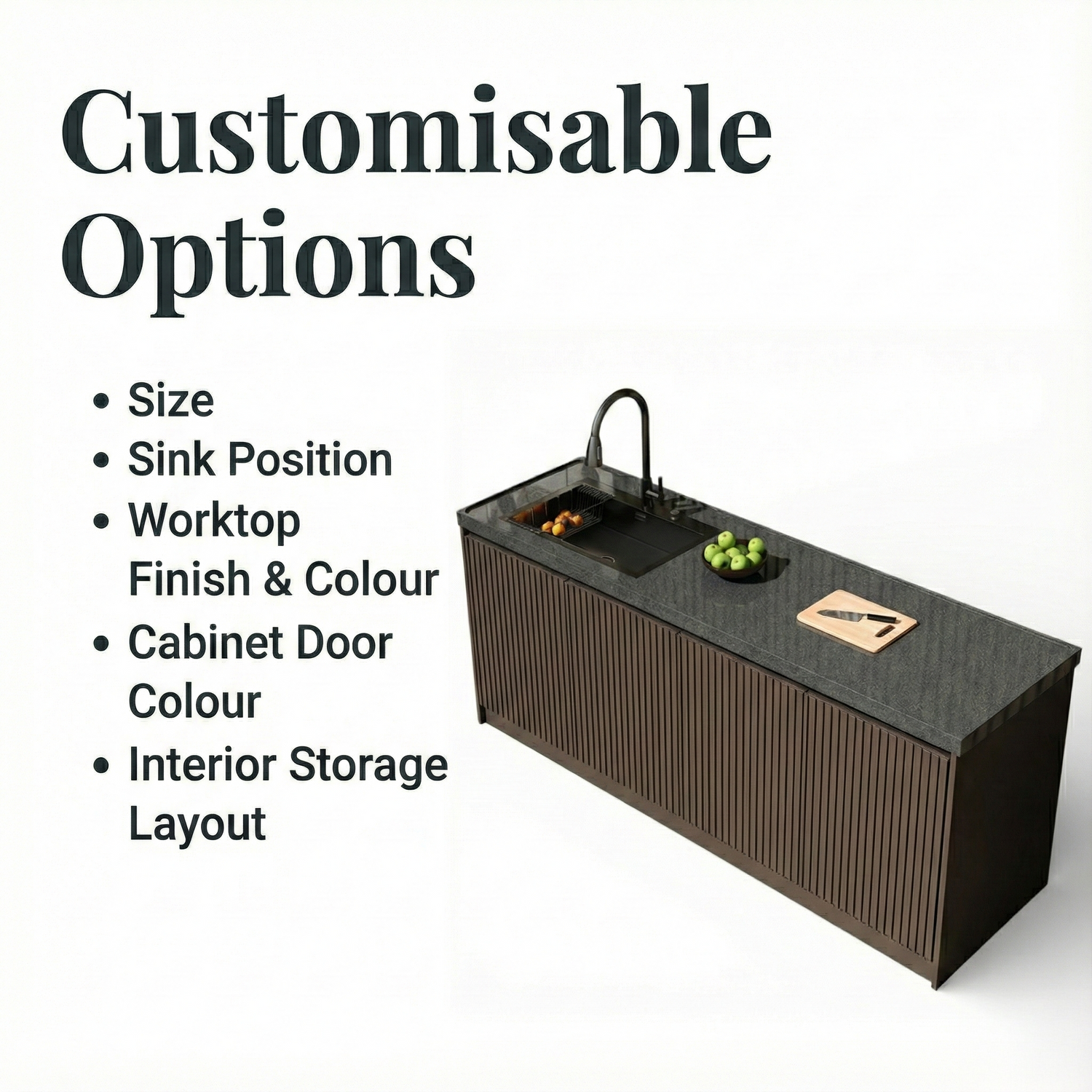 Sintered Marble Outdoor Kitchen Workbench with Sink and Storage Cabinet  OKC-105