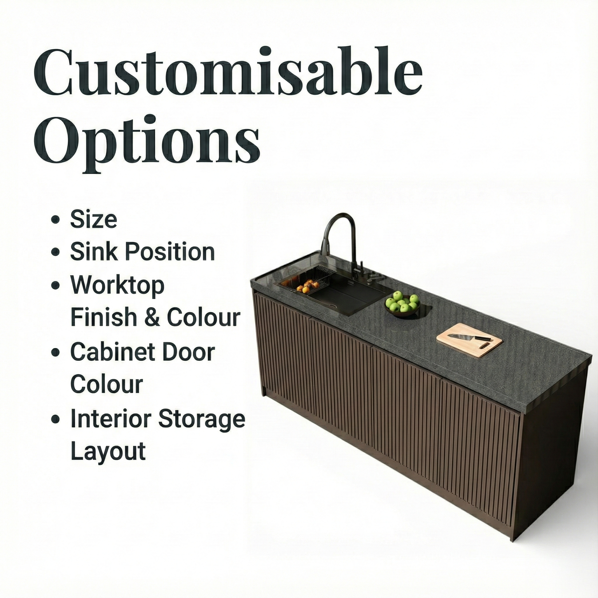 Sintered Marble Outdoor Kitchen Workbench with Sink and Storage Cabinet  OKC-105