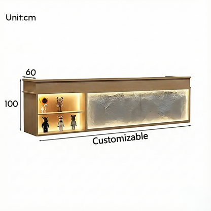 Retro Rectangular Reception Desk with LED Strip Lighting RD-147