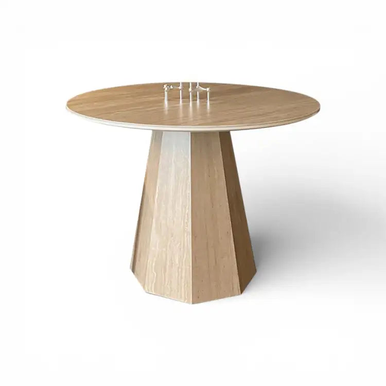 Minimalist Modern Wabi-Sabi Travertine Round Slab Dining Table DT-105
