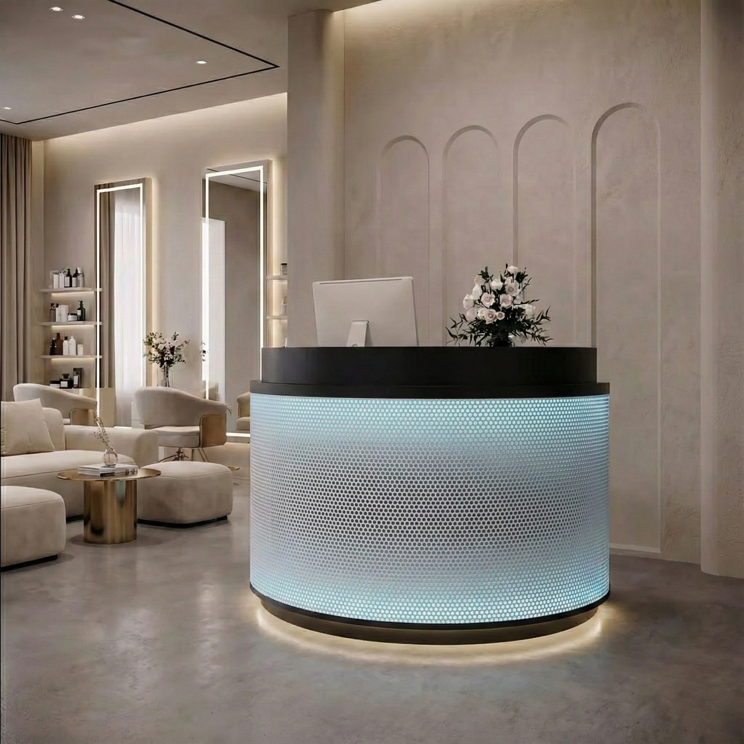 Simple Curved Fully Assembled Cashier and Reception Desk for Stores RD-127