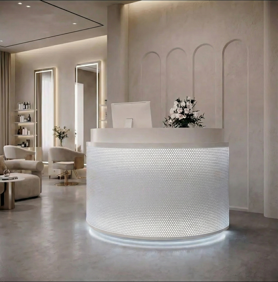 Simple Curved Fully Assembled Cashier and Reception Desk for Stores RD-127